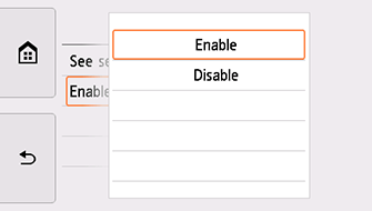 Wired LAN screen: Select Enable